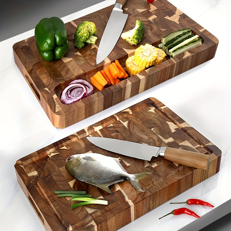 Acacia Wood Cutting Board | Durable End Grain Kitchen Chopping Block For Daily Kitchen Prep