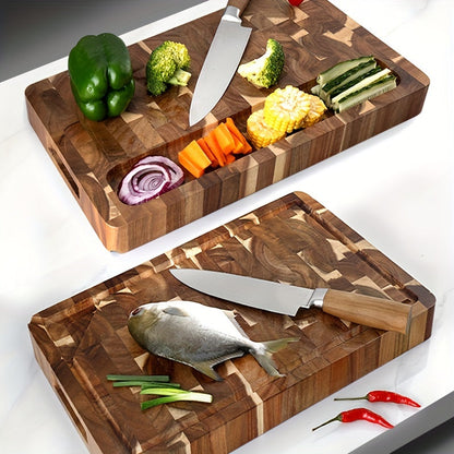Acacia Wood Cutting Board | Durable End Grain Kitchen Chopping Block For Daily Kitchen Prep