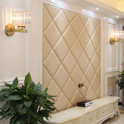 Crystal Wall Light | Modern Glass And Iron Sconce In Black or Gold, In Round or Square Form
