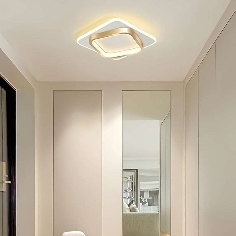 Modern Square LED Ceiling Light | Minimalist Geometric Flush Mount In A Polished Metal Finish