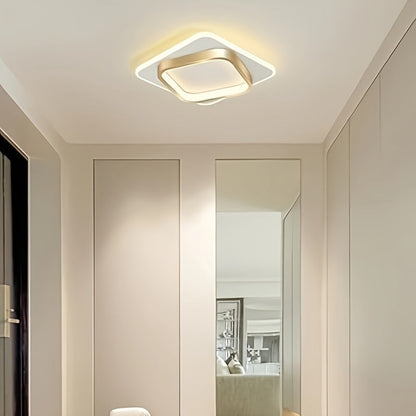 Modern Square LED Ceiling Light | Minimalist Geometric Flush Mount In A Polished Metal Finish