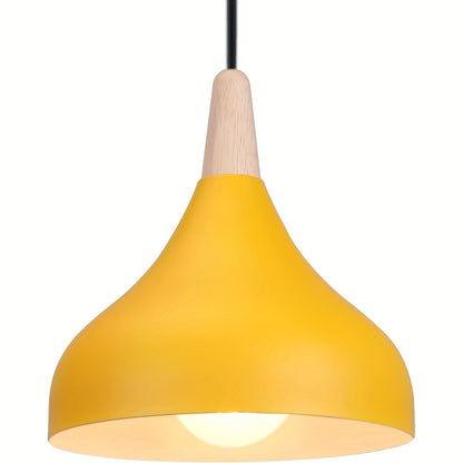 Modern Teardrop Pendant Light | Metal and Wood Hanging Ceiling Lamp In Nine Bold Shade Colourways