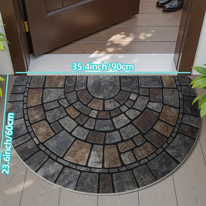 Half Circle Mosaic Door Mat | Decorative Indoor and Outdoor Entrance Mat For Front Door Use