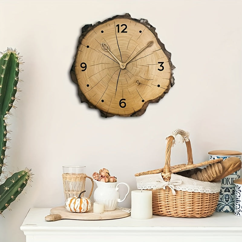 Rustic Wood Slice Wall Clock | Natural Log Cross Section Clock For Cabins and Kitchen Walls