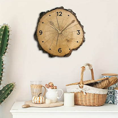 Rustic Wood Slice Wall Clock | Natural Log Cross Section Clock For Cabins and Kitchen Walls