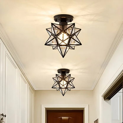 Stellune LED Ceiling Lamp | Elegant Geometric Star Light In Gold or Black, In Two Star Designs