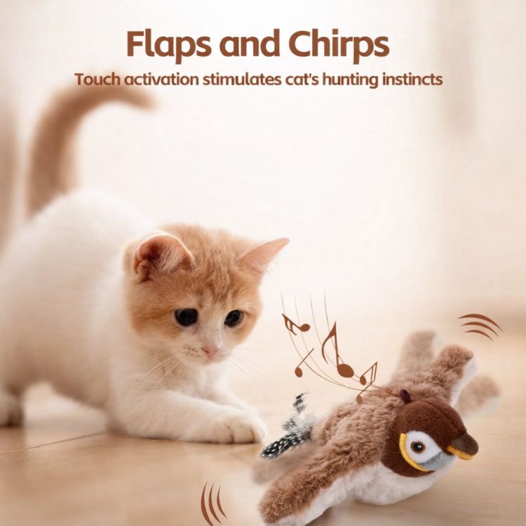 Flitterpaw Interactive Cat Toy | Fluttering Bird Motion Hunting Toy For Indoor Cats and Kittens