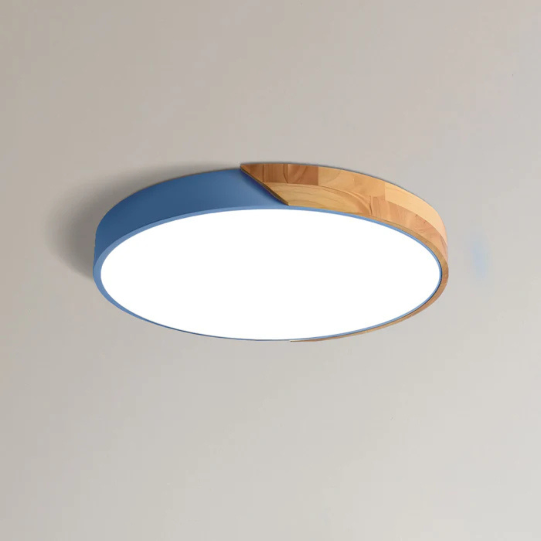 LED Ceiling Light | Modern Nordic Wooden Flush Mount Fixture For Bedrooms, Halls and Landings