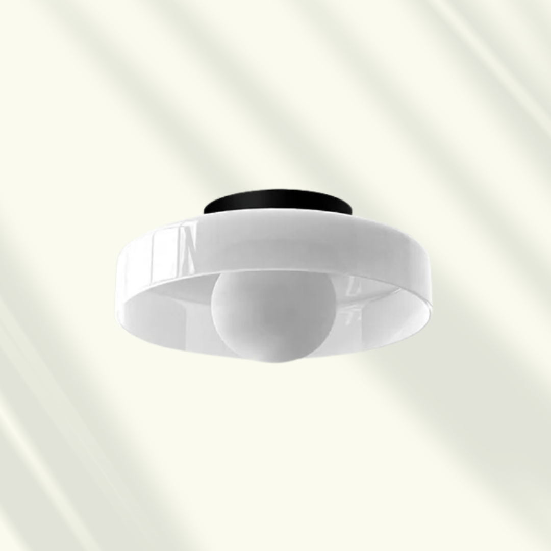 Modern LED Ceiling Light | Stylish Round Glass Flush Mount In Six Soft Glass Shade Colours