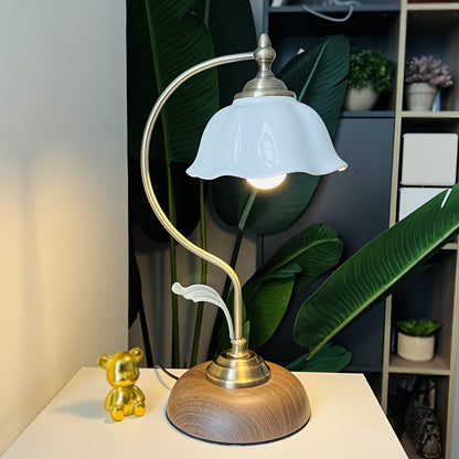Vintage Goose Neck Table Lamp | Antique Brass USB Bedside Light With A Flexible Adjustable Arm