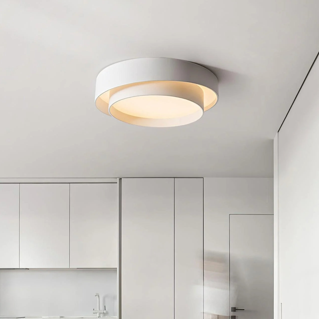 Nordic Round LED Ceiling Light | Modern Minimalist Flush Mount In Black or White Iron Finish