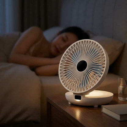 Zephyra Quiet Portable Cooling Fan | Multi Speed Desk and Bedside Fan With Soft Night Light