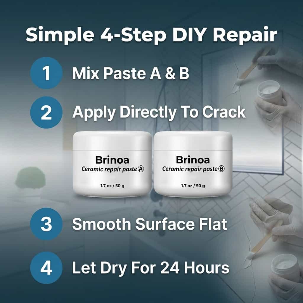 Ceramic Tile Repair Paste | Water Resistant Chip and Crack Filler For Floors, Showers and Splashbacks