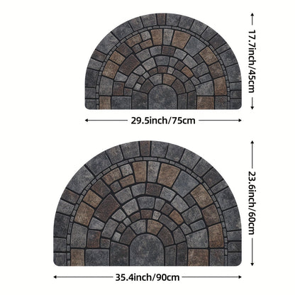 Half Circle Mosaic Door Mat | Decorative Indoor and Outdoor Entrance Mat For Front Door Use