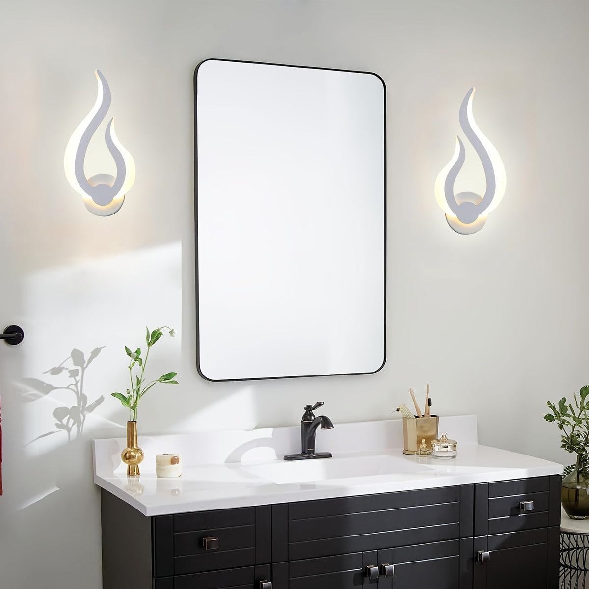 Modern Flame LED Wall Light | 10W Warm White Acrylic Sconce In A Left or Right Handed Wall Form