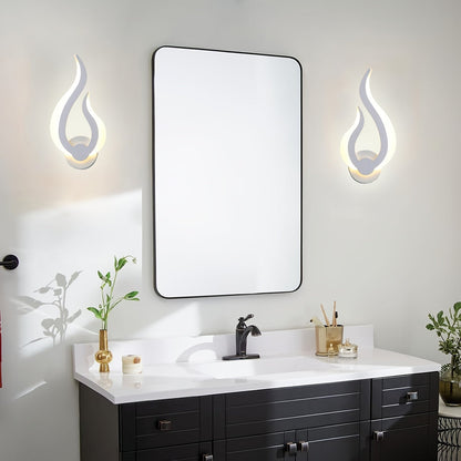 Modern Flame LED Wall Light | 10W Warm White Acrylic Sconce In A Left or Right Handed Wall Form