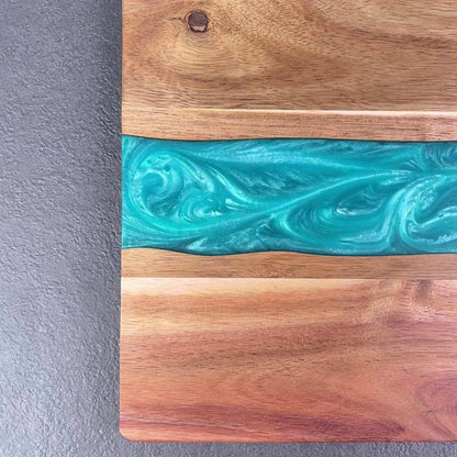 Resin River Cutting Board | Acacia Wood Charcuterie and Cheese Serving Board For Grazing Tables