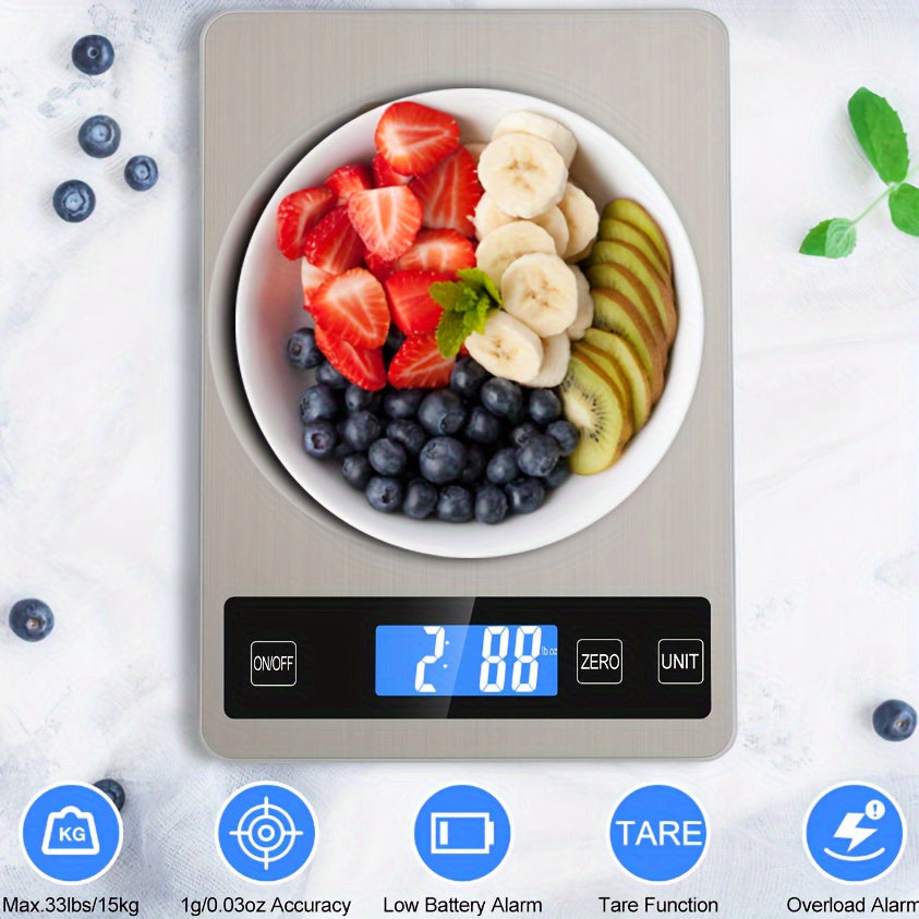 15kg Digital Kitchen Scale | USB Rechargeable Precision Food Weighing Scale For Home Baking