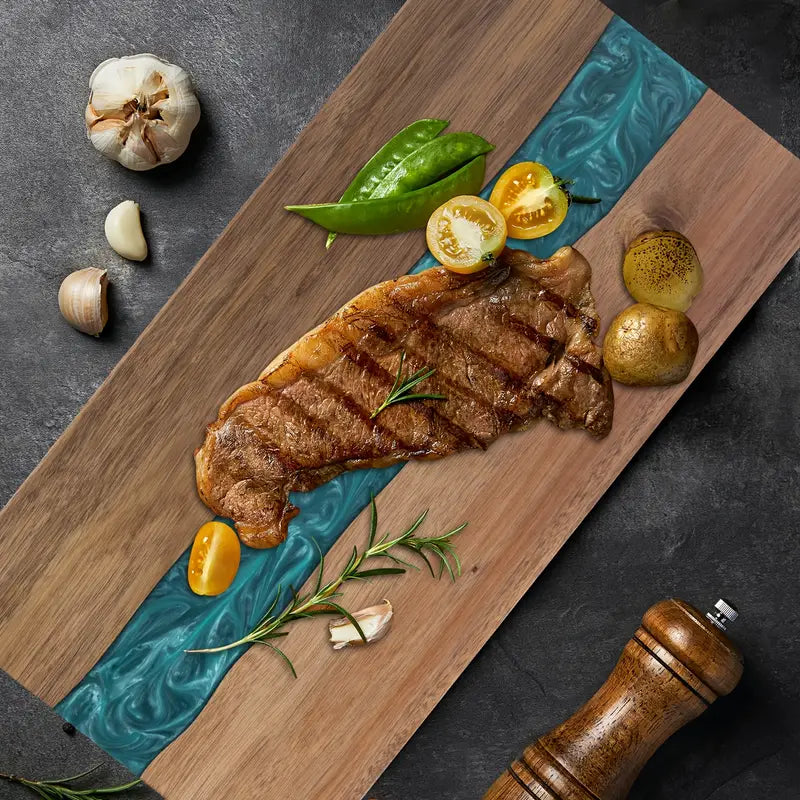Resin River Cutting Board | Acacia Wood Charcuterie and Cheese Serving Board For Grazing Tables