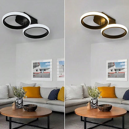 Modern LED Ceiling Light | Sleek Overlapping LED Ring Design In Two Or Three Ring Diameters