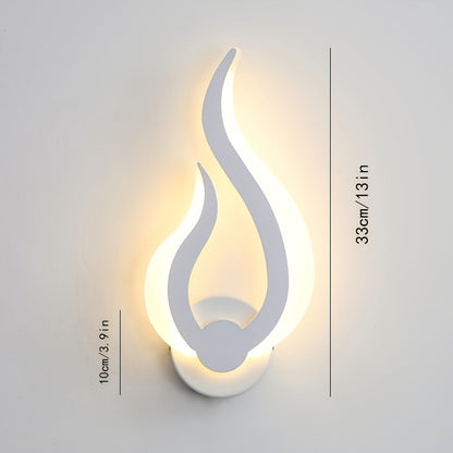 Modern Flame LED Wall Light | 10W Warm White Acrylic Sconce In A Left or Right Handed Wall Form