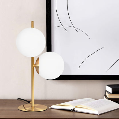 Modern Golden Table Lamp | Frosted White Glass Globe Design In A Single or Double Globe Form