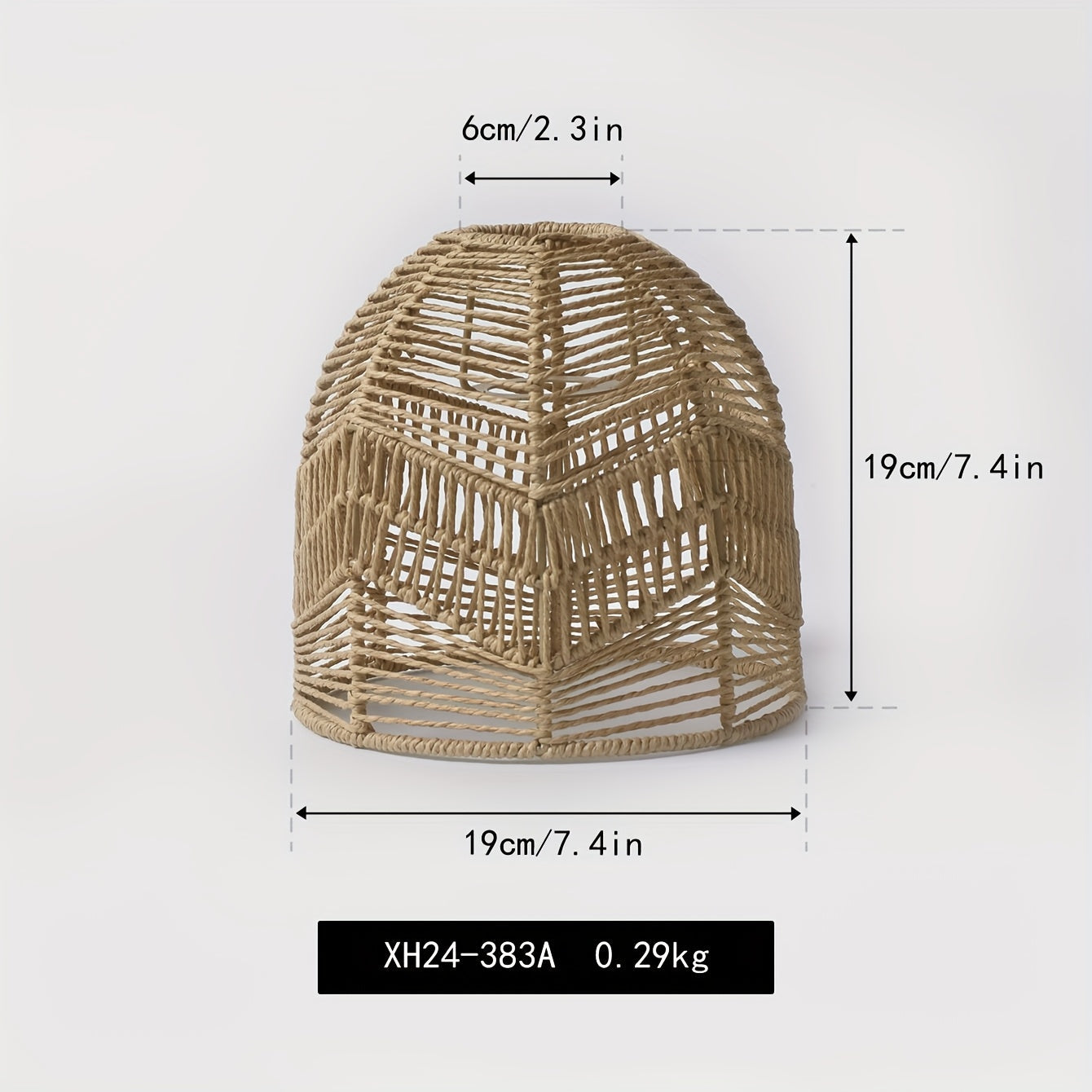 Handwoven Rope Pendant Shade | Rustic Farmhouse Woven Bell Shade, 19 Centimetres Wide and High