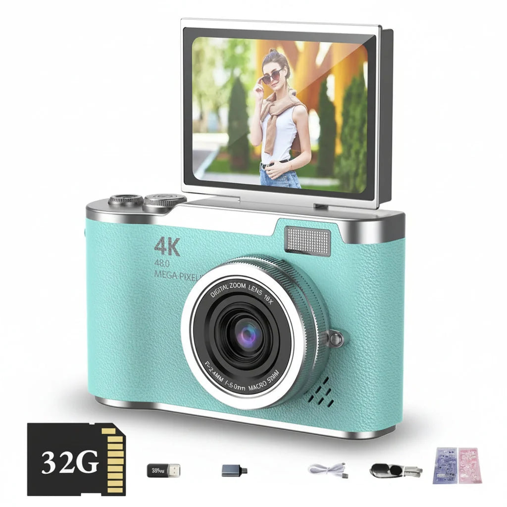 4K Digital Camera With Flip Screen | 48MP 8X Zoom Compact Vlogging Camera For Travel and Video