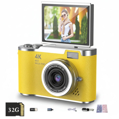 4K Digital Camera With Flip Screen | 48MP 8X Zoom Compact Vlogging Camera For Travel and Video
