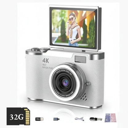4K Digital Camera With Flip Screen | 48MP 8X Zoom Compact Vlogging Camera For Travel and Video