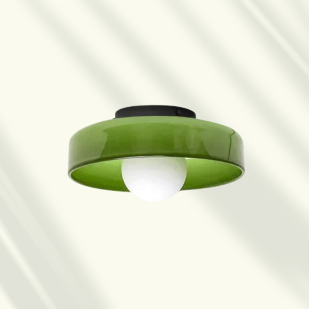 Modern LED Ceiling Light | Stylish Round Glass Flush Mount In Six Soft Glass Shade Colours