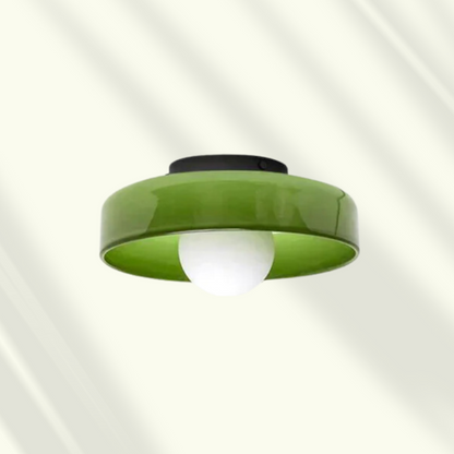 Modern LED Ceiling Light | Stylish Round Glass Flush Mount In Six Soft Glass Shade Colours
