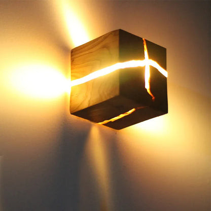 Grainlume Wall Light | Hand Carved Solid Wood And Resin Design With Plug or Table Lamp Option