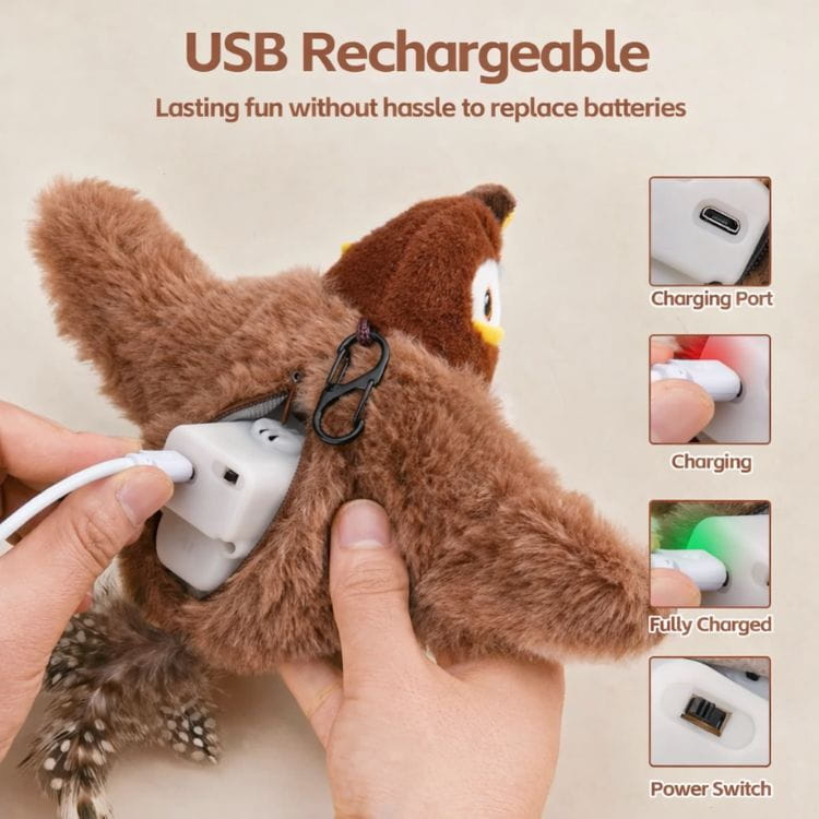 Flitterpaw Interactive Cat Toy | Fluttering Bird Motion Hunting Toy For Indoor Cats and Kittens