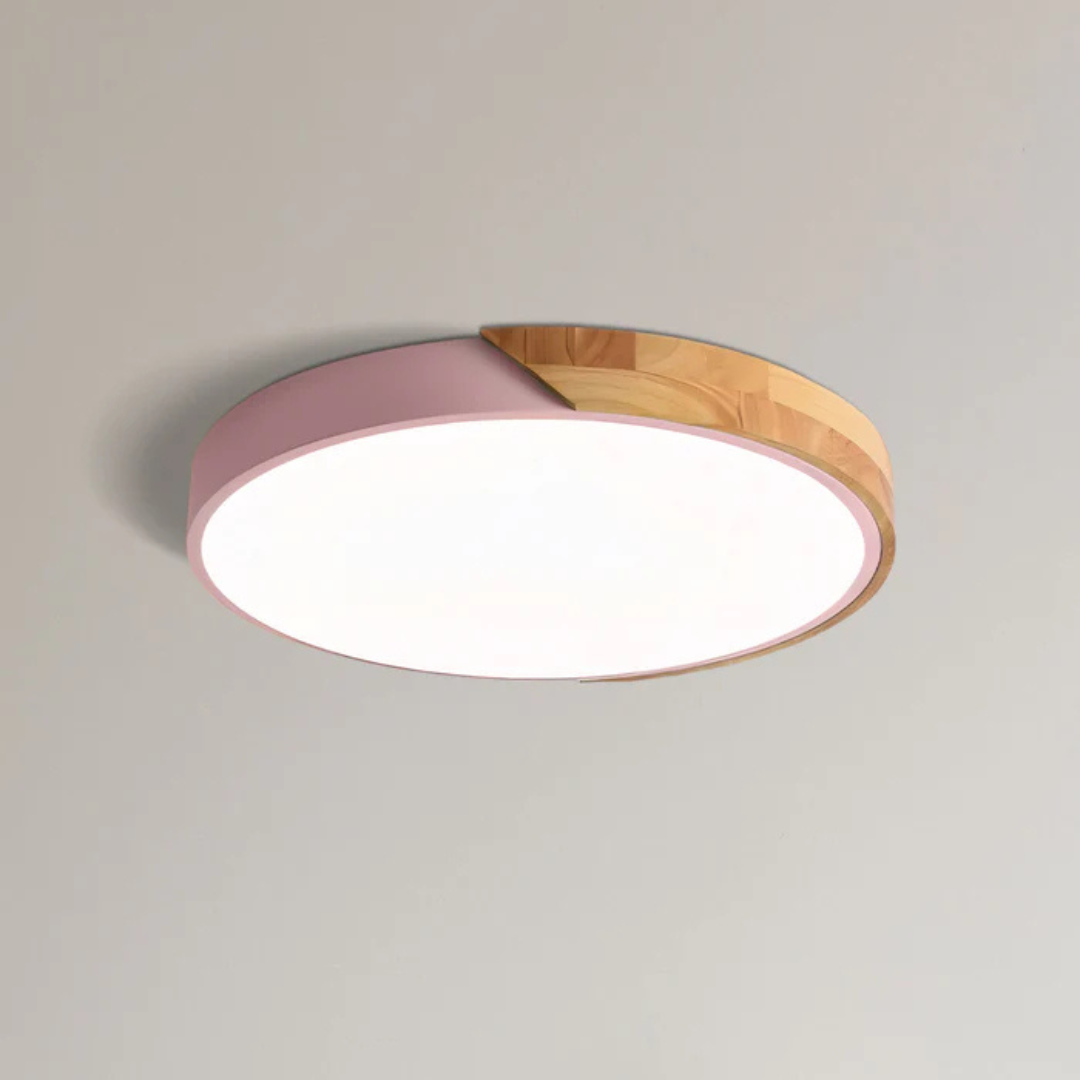 LED Ceiling Light | Modern Nordic Wooden Flush Mount Fixture For Bedrooms, Halls and Landings