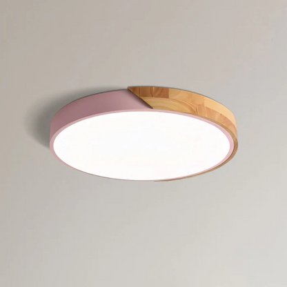 LED Ceiling Light | Modern Nordic Wooden Flush Mount Fixture For Bedrooms, Halls and Landings