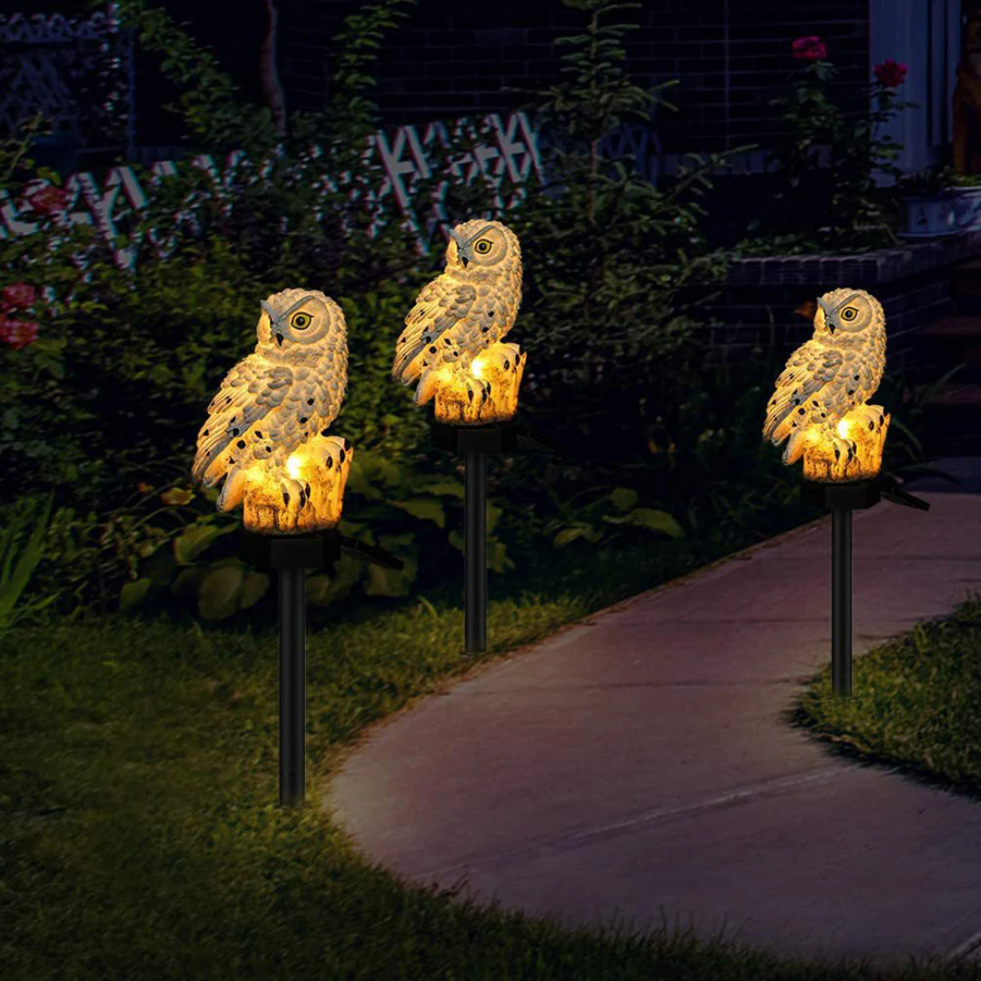 Solar Owl Garden Stake Light | Decorative Outdoor Pathway Lamp For Borders and Flower Beds