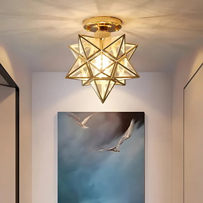 Stellune LED Ceiling Lamp | Elegant Geometric Star Light In Gold or Black, In Two Star Designs