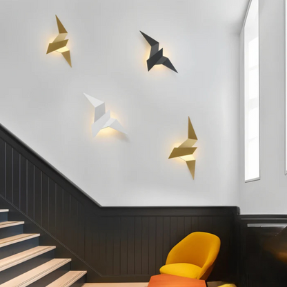 Origami Wall Lamp | Unique Modern Indoor LED Sconce In A Black, Gold or White Metal Finish