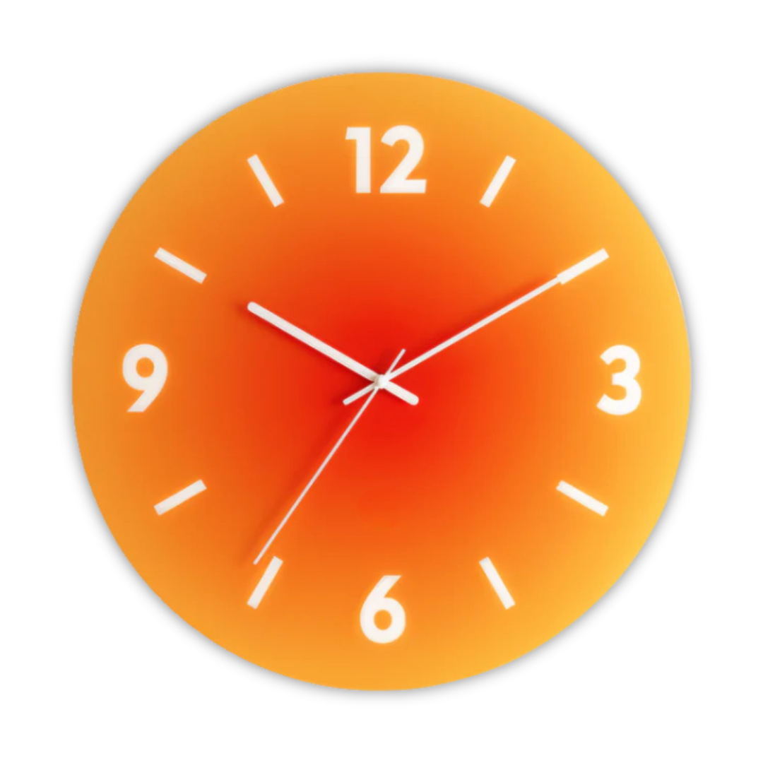 Sunset Glass Wall Clock | Modern Gradient Tempered Glass Design In Three Bold Colour Options