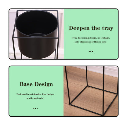 Metal Indoor Plant Stand | Modern Black Powder Coated Rectangular Plant Holder In Two Heights