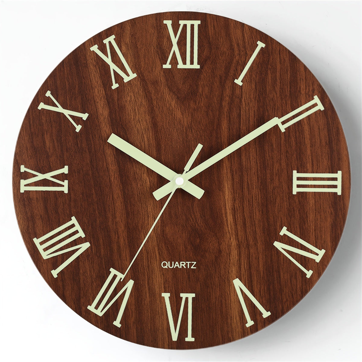 Walnut Luminous Wall Clock | Silent Glow In The Dark Wooden Clock For Bedrooms and Hallways