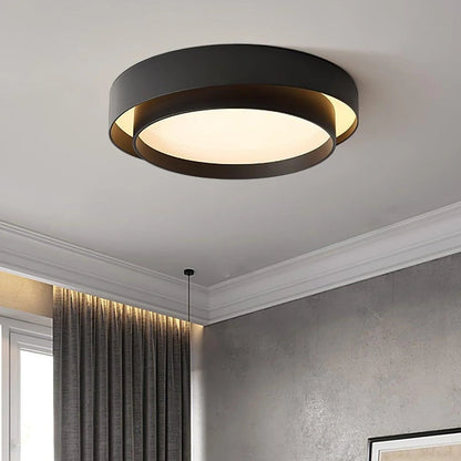 Nordic Round LED Ceiling Light | Modern Minimalist Flush Mount In Black or White Iron Finish