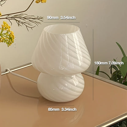 Murano Style Glass Mushroom Lamp | USB Dimmable Table Light In White, Pink and Beige Glass
