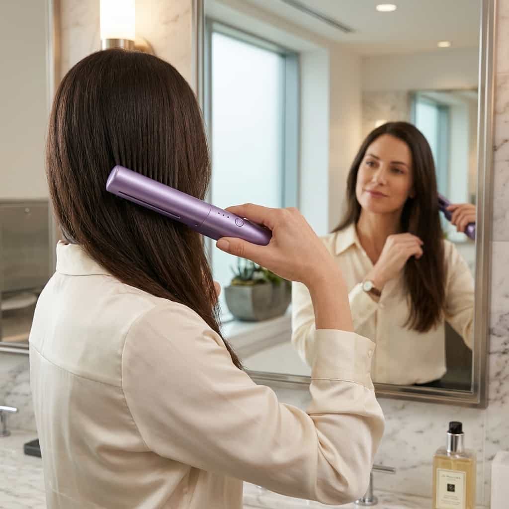 Glosswand Portable Hair Straightener | Compact Fast Heat Travel Flat Iron For Fringes and Touch Ups