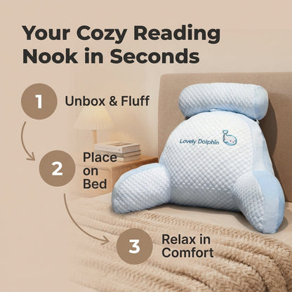 Posturest Ergonomic Reading Pillow | Lumbar Support Backrest With Arms For Bed, Couch and Floor