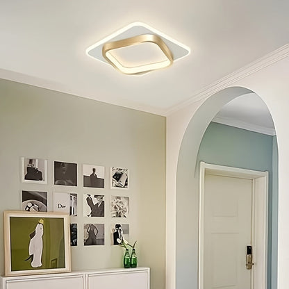 Modern Square LED Ceiling Light | Minimalist Geometric Flush Mount In A Polished Metal Finish