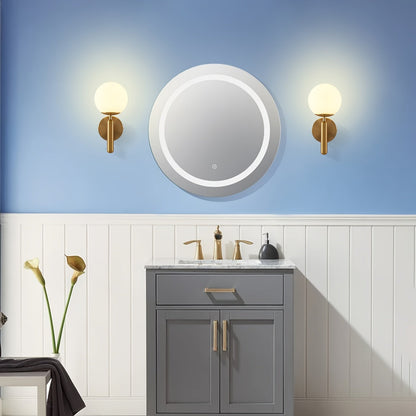 Modern Glass Globe Wall Sconce | Polished Metal Semi Flush Fixture In A Black or Gold Finish