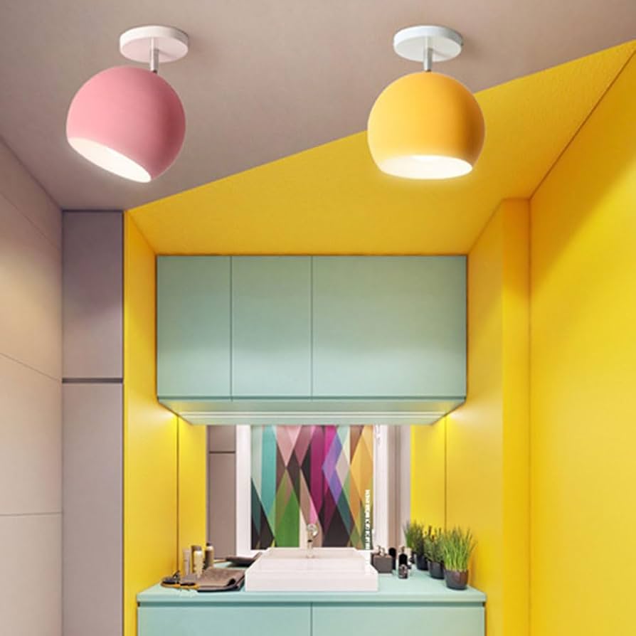 Nordic Macaron Ceiling Light | Modern Round Aluminium Flush Lamp For Small Rooms and Halls