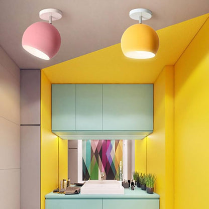 Nordic Macaron Ceiling Light | Modern Round Aluminium Flush Lamp For Small Rooms and Halls
